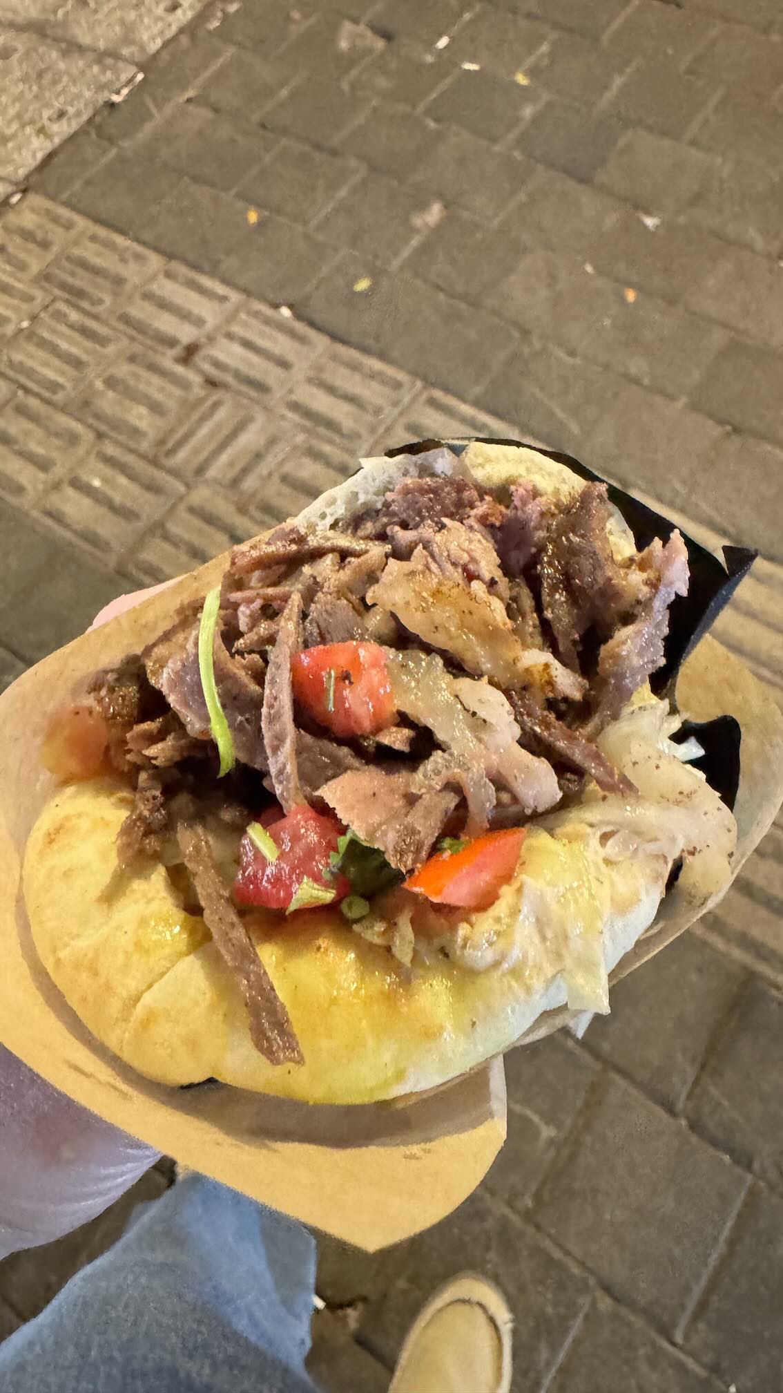 Shawarma at Yashka, on the corner of Dizengoff and Frishman